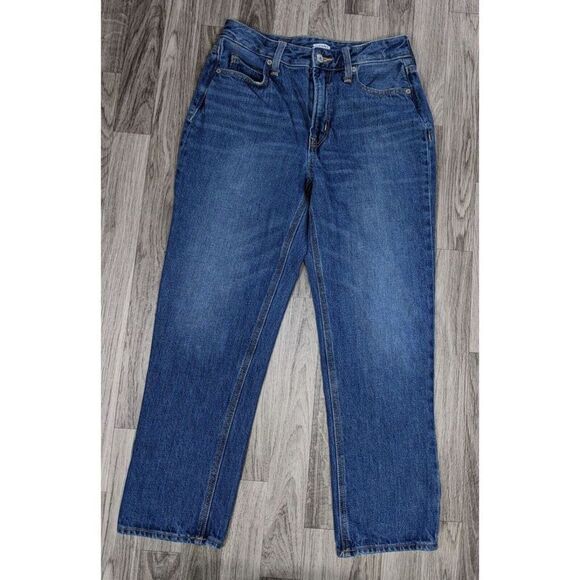 (3/$35) Old Navy Size 0 Pockets Whiskered Straight Leg Cropped Denim Blue Jeans - Picture 1 of 10